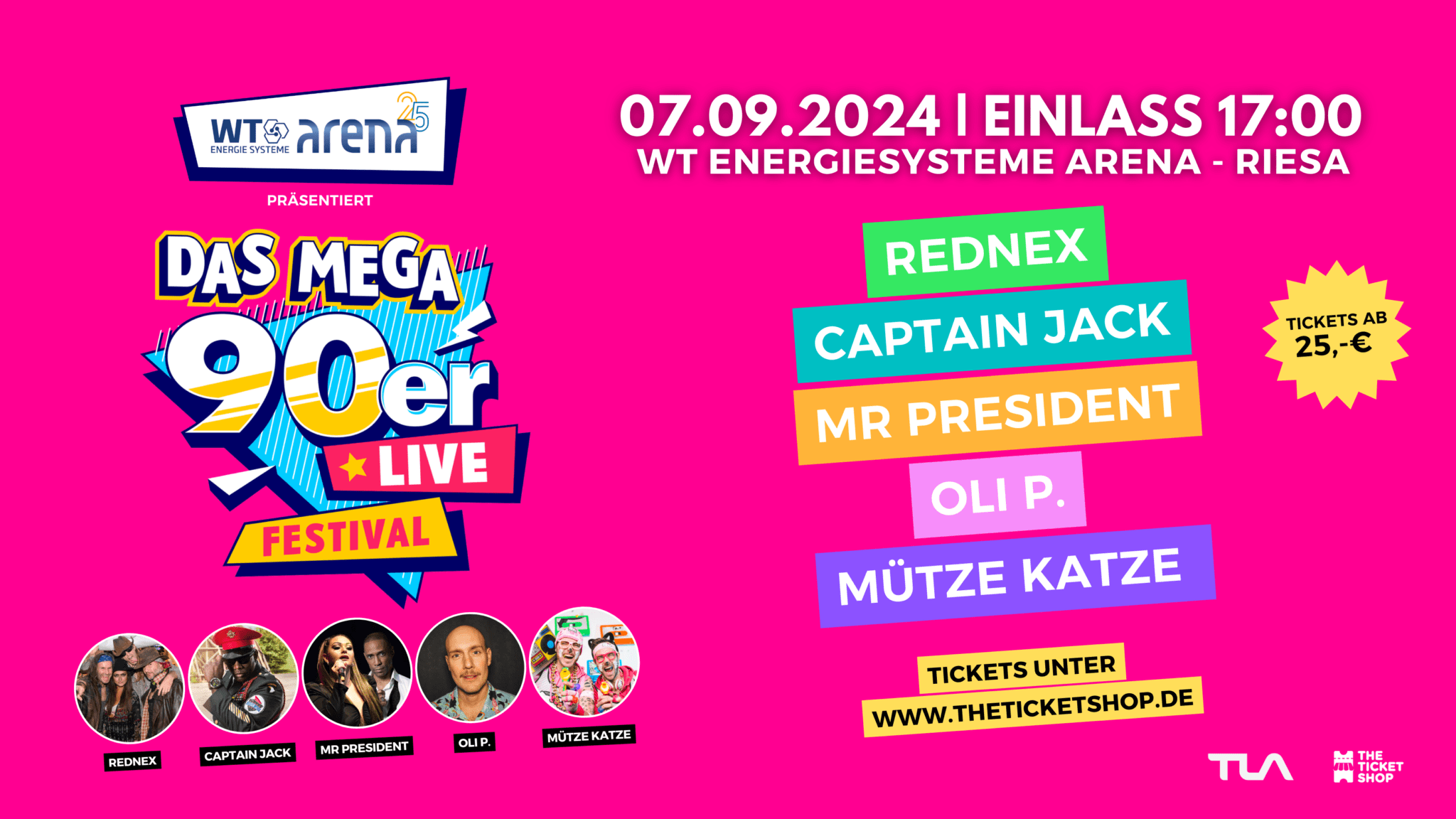 Das Mega 90er Live Festival x 25 Jahre WT Energiesysteme Arena The